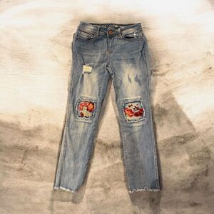 Vanilla Star Girls Size 5 Light Wash Distressed Skinny Slim Fit Jeans